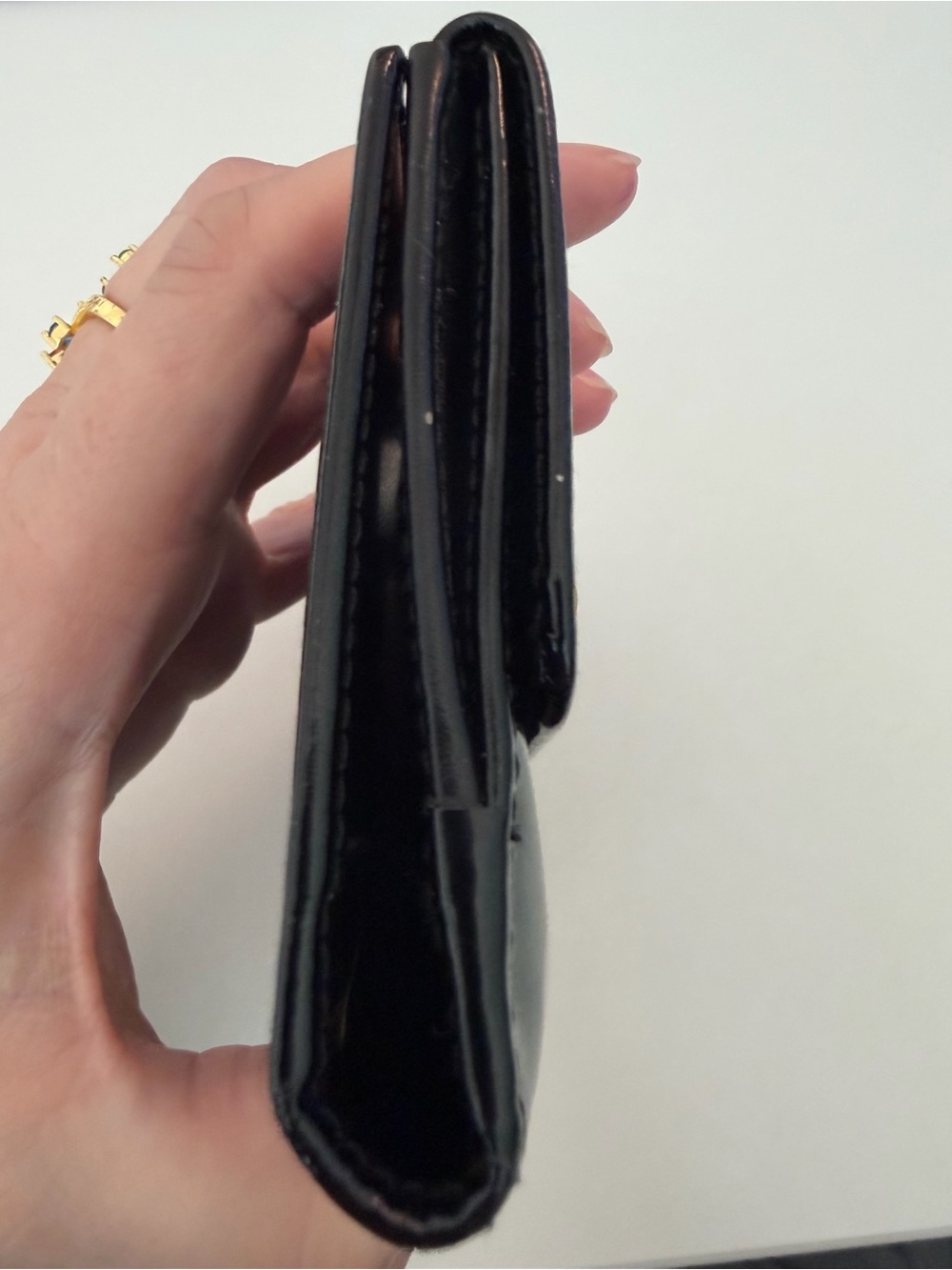Authentic Vintage Tom Ford Gucci Black Patent Leather Wallet Bamboo Handle - Picture 6 of 10